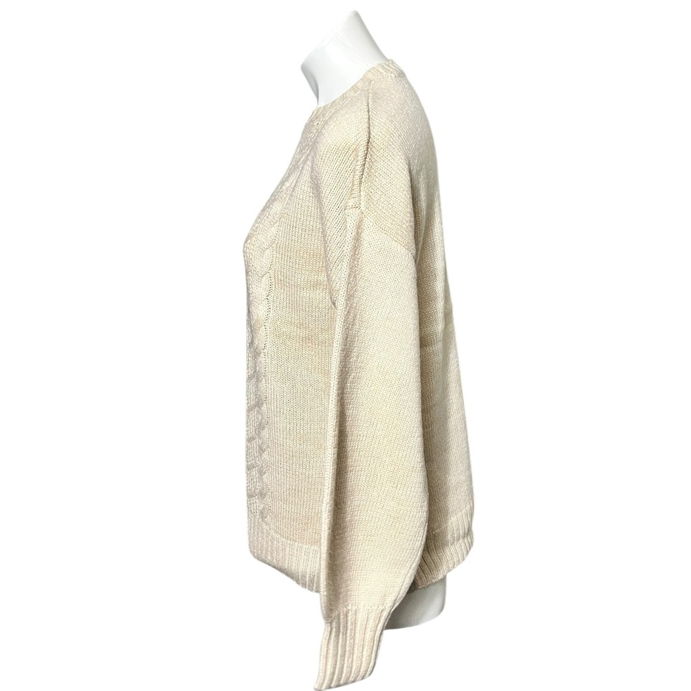 89th + Madison Heathered Oatmeal Cable Knit Sweater Size Medium New - Picture 3 of 6